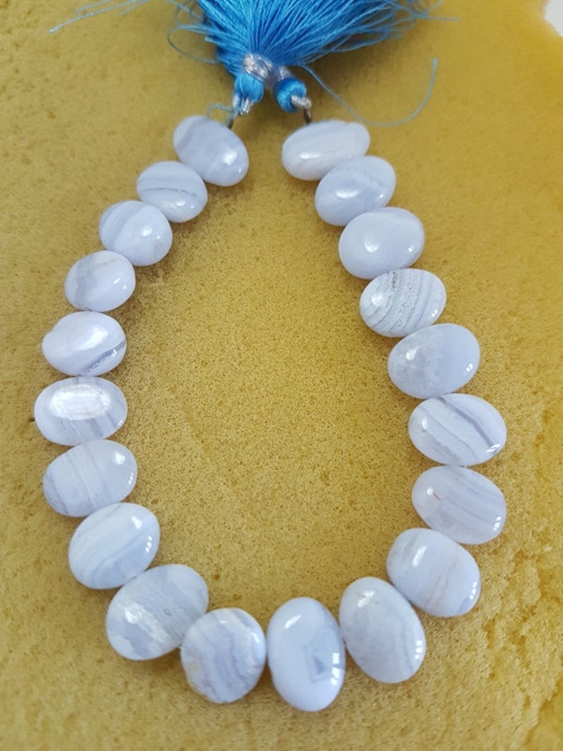 Blue Lace Agate Oval shape smooth beads,blue lace agate beads,AAA quality blue lace agate Oval shape Briolettes,13-15 mm,8 Inch Strand