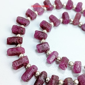 Natural African Ruby Raw Nuggets Beads,Rough Shape Ruby Briolettes,Jewelry Making Ruby Gemstone Bead,Size 9-14mm,8 Inches Strand