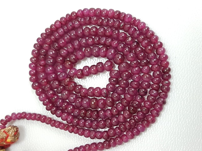 Ruby Smooth Rondelles,Natural Ruby Dyed Beads,Hot Pink Ruby Smooth Rondelles Shape Beads,Amazing Quality Ruby Beads,Size 3-5 mm,8 Inches