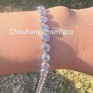 Moissanite Diamond Tennis Bracelet, 925 Sterling Silver Round Cut Bracelet, Bezel Set Bracelet, Bridal Bracelet Jewelry Gift for Her