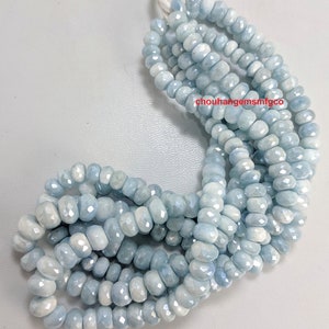 Perline sfaccettate di pietra di luna mistica azzurra, perline di pietra di luna naturale lucidata, perline di pietra di luna per la creazione di gioielli, filo da 8 pollici