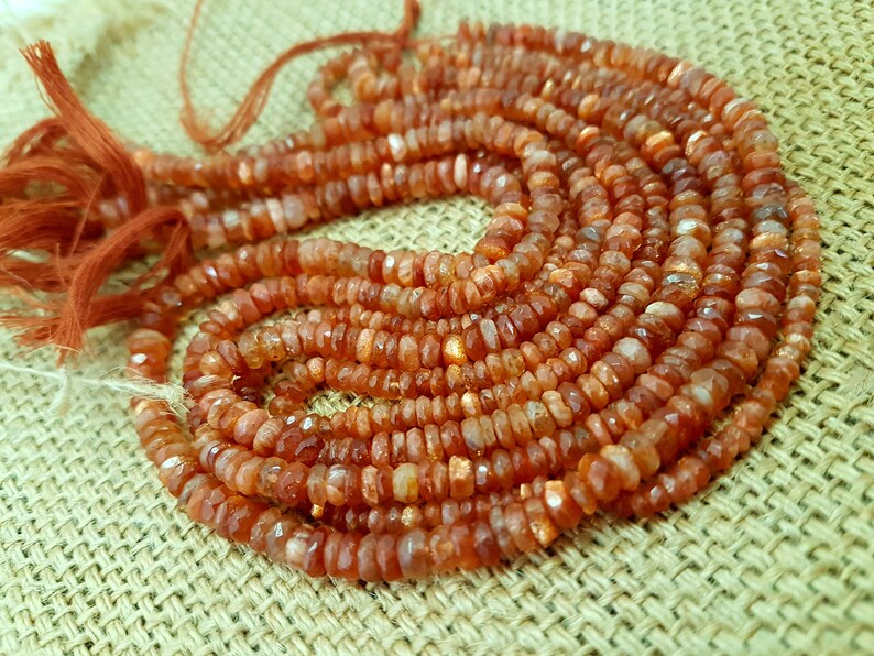 Sunstone Faceted Rondelles beads,Oregon sunstone faceted beads,AAA quality faceted sunstone beads,sunstone Rondelles Briolettes,5-6 mm,13