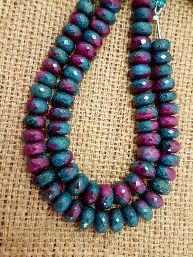 Natural Ruby Zoisite faceted beads,ruby Zoisite faceted beads,high quality faceted ruby zoisite Rondelles beads 10mm size 8 inches strand
