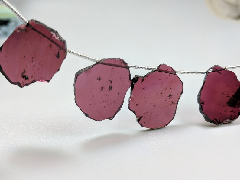 Rubellite Garnet Slice Beads,Natural Rubellite Smooth Slice Beads,High Quality Cabochon Slice Beads,16-23 mm Approx,8 Inches Strand Beads