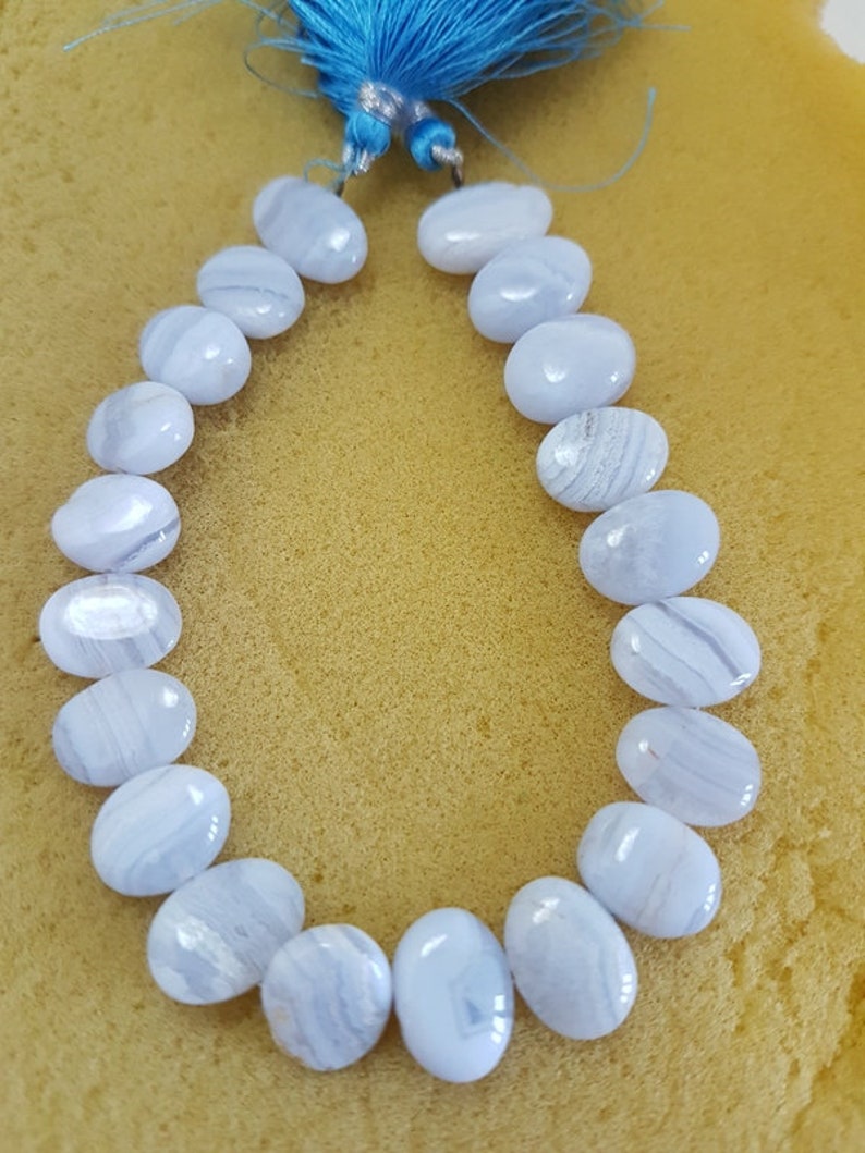 Blue Lace Agate Oval shape smooth beads,blue lace agate beads,AAA quality blue lace agate Oval shape Briolettes,13-15 mm,8 Inch Strand
