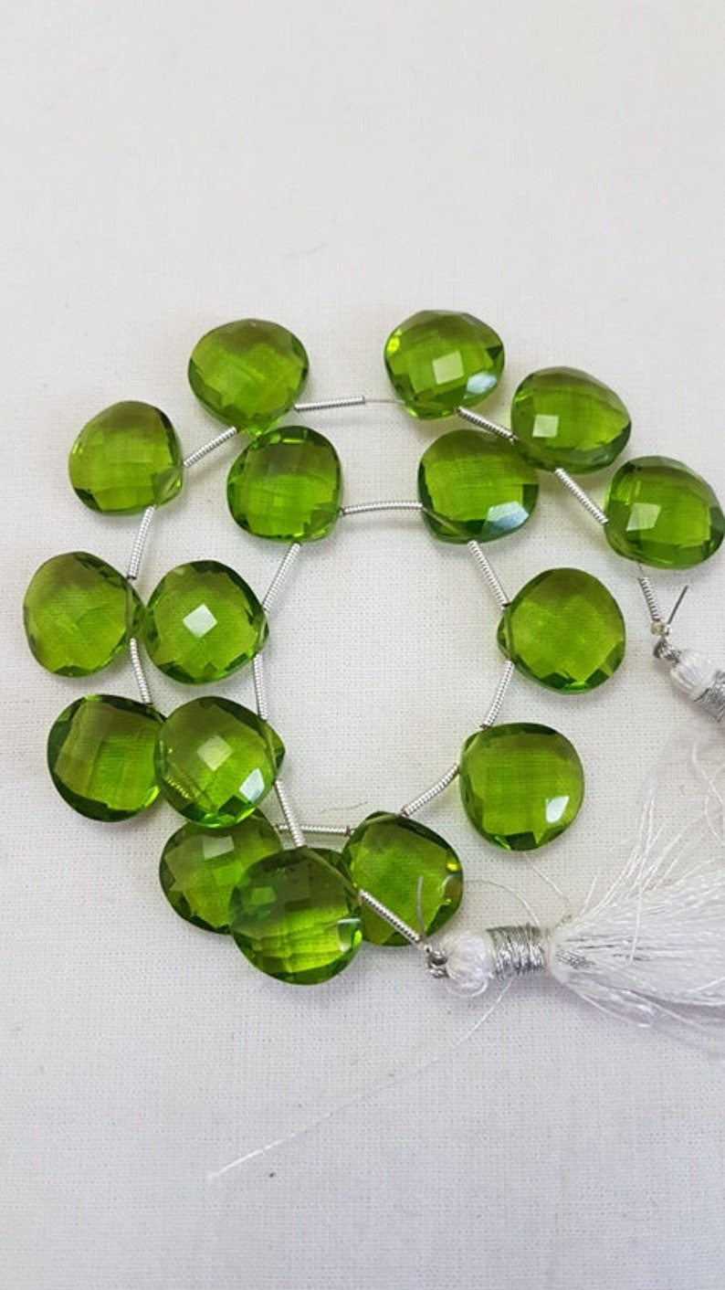 Peridot Quartz Cut BeadsPeridot Quartz Heart Shape Briolette Beads Peridot Quartz Faceted Briolette BeadsPeridot Quartz 5 Matched Pair.