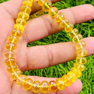 Rarest Yellow Sapphire Faceted Beads, Sapphire Rondelle Beads, Top Quality AAA+ Yellow Sapphire Gemstone Beads For Jewelry, 8-10mm 16 Inches