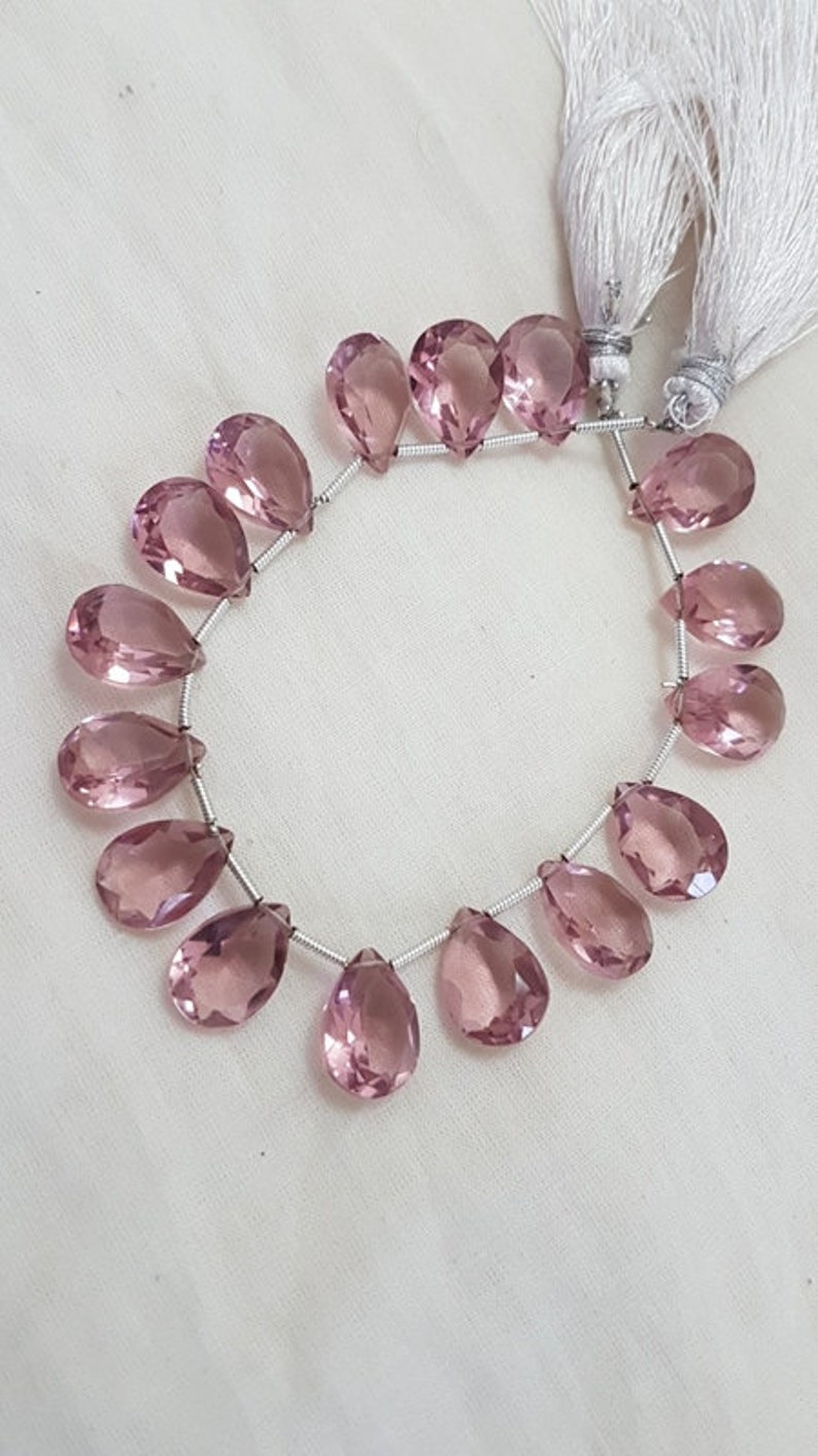 Kunzite Quartz,Kunzite Faceted Pear Shape Beads,Size 14 mm,Loose Gemstone Heart Shape Pear,AAA Grade High Quality Briolettes,7 Inches