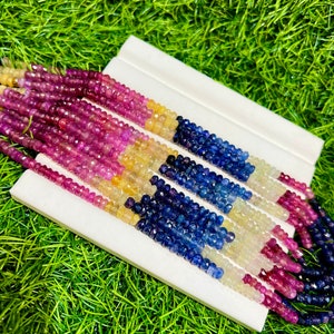 Bestseller Multi Sapphire Faceted Rondelles Beads, Multi Precious Beads, Sapphire Beads, Size 4.5mm, 13 Inches Strand