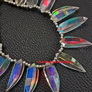AAA+ Multi Fire Rainbow Moonstone Quartz Faceted Fancy Shape Briolettes,Good Making Stone,Jewelry Making,Size 25x9mm,8 Inches Strand