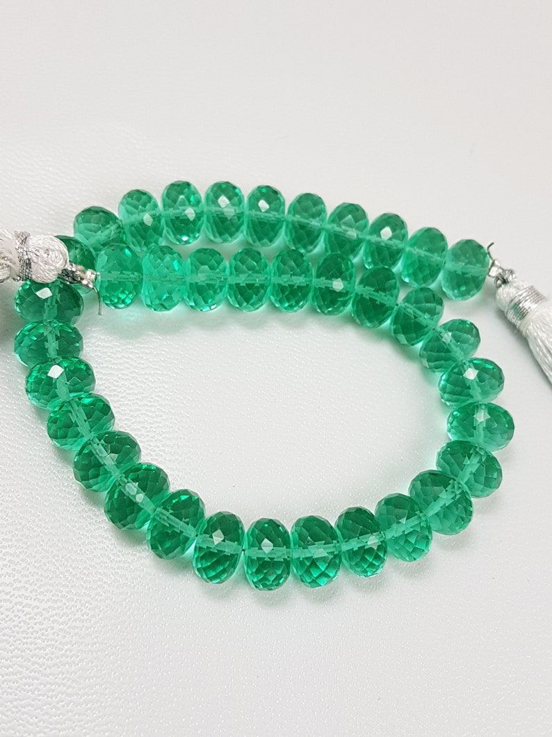 Emerald Quartz Beads,Green Emerald Quartz Beads,Emerald Quartz Roundels Beads,AAA Grade Quality Briolettes Beads,8 Inches Strand
