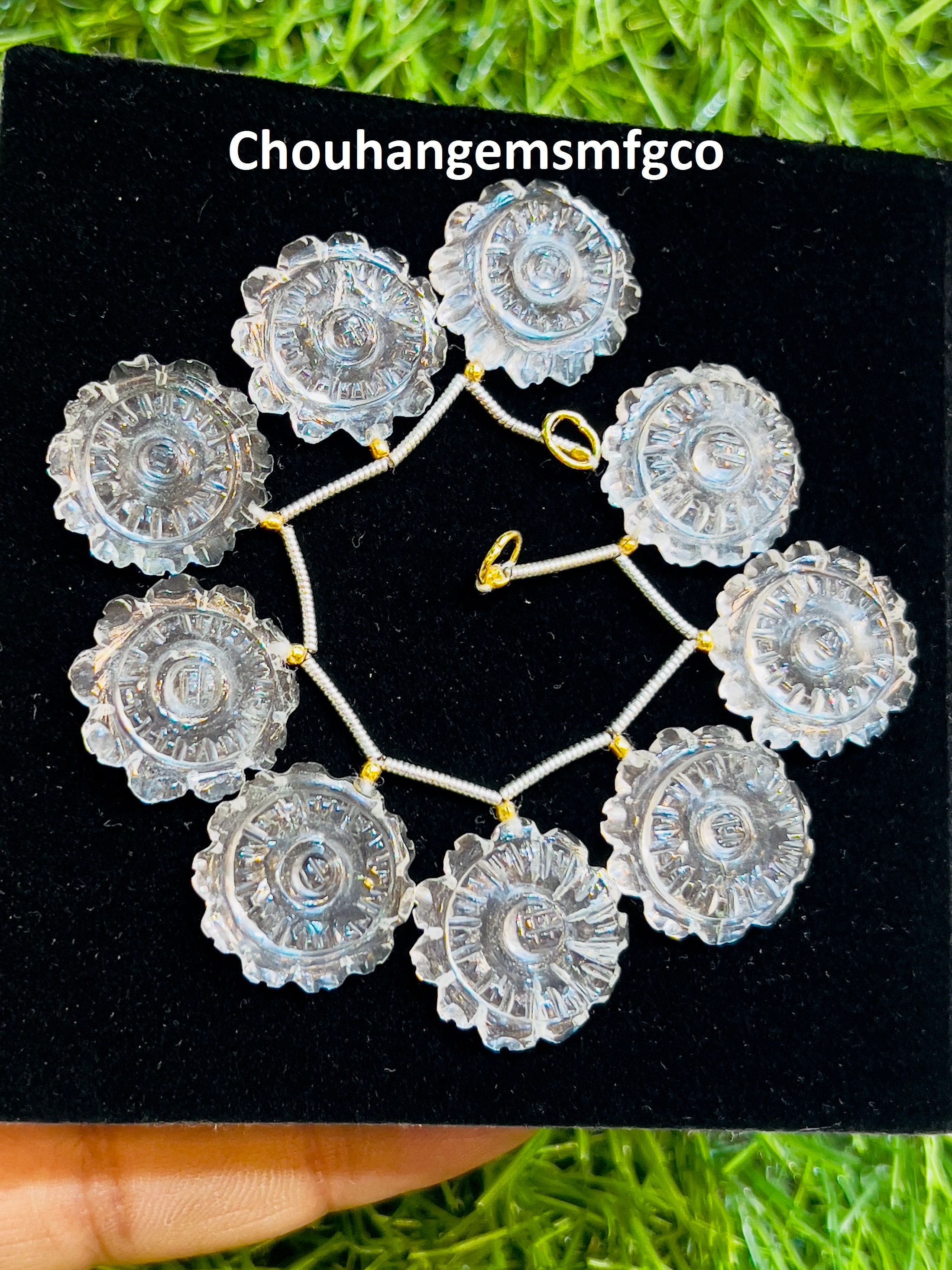 Perles En Cristal Naturel Sculptées à La Main, Motif Fleur, 6 Pièces, Perçage Double, Idéales Pour Bijoux DIY