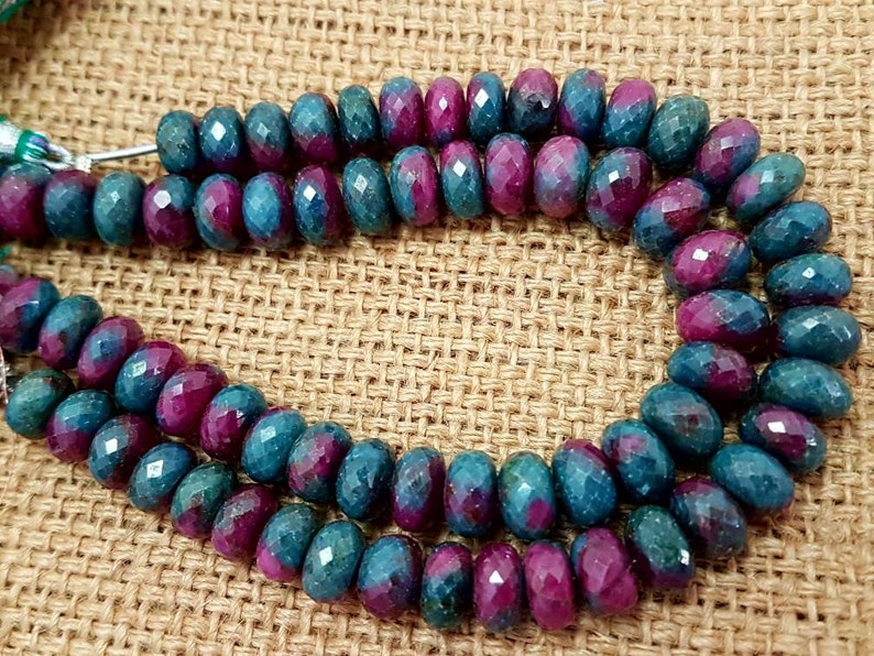 Natural Ruby Zoisite faceted beads,ruby Zoisite faceted beads,high quality faceted ruby zoisite Rondelles beads 10mm size 8 inches strand