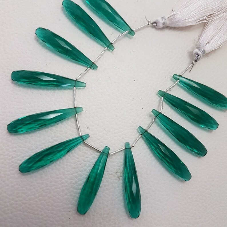 Paraiba Green Quartz Faceted,36 MM,Loose Gemstone Elongated Tear Drop,AAA Grade High Quality Elongated Tear Drop Briolettes,6 Inches