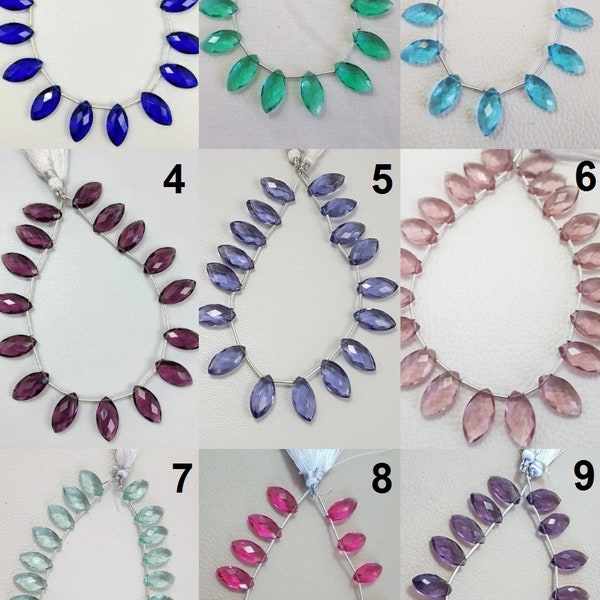 Blue Kyanite, Paraiba Green, BT, Purple Amethyst, Iolite, Kunzite, Aqua Green, Tourmaline, Amethyst Quartz Marquise Shape Beads, Size 14x8mm
