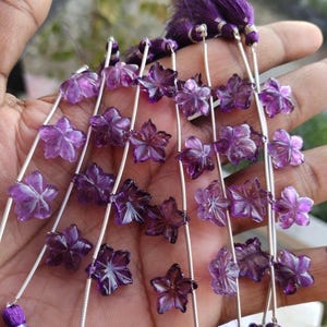 Natural Blue Amethyst Flower Fancy Shape Carved Gemstone, Flower Shape Carving, Carved Gemstone For Jewellery Making, Size 15 mm 10 Pieces
