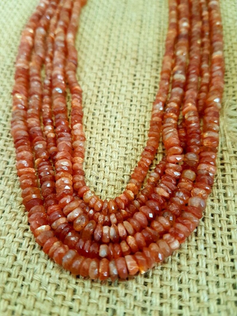 Sunstone Faceted Rondelles beads,Oregon sunstone faceted beads,AAA quality faceted sunstone beads,sunstone Rondelles Briolettes,5-6 mm,13