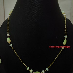 925 Sterling Silver 22 Carat Gold Plated Natural Ethiopian Opal Necklace,Multi Flashes Opal Beaded Chain,Opal Nuggets Necklace,10mm 16 Inch