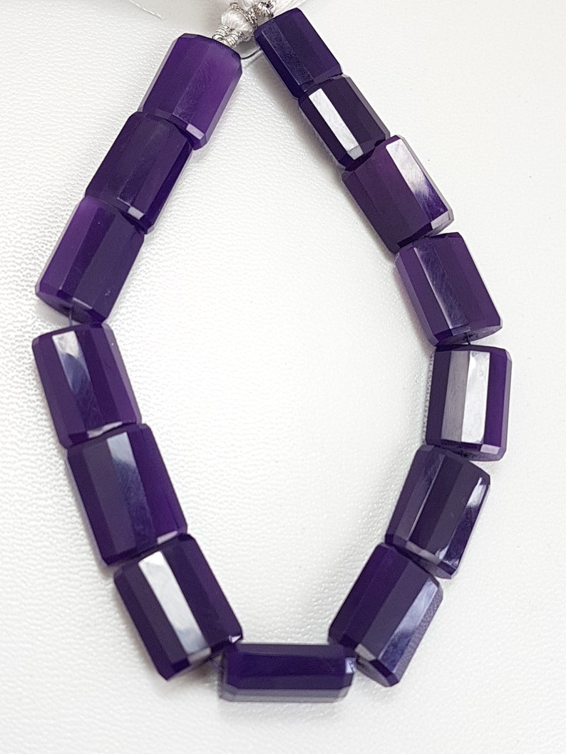 Purple Amethyst Chalcedony Nuggets,Chalcedony Faceted Elongated Briolettes,Size 12.5-16 MM Long,Loose Gemstone Baguette Shape Beads image 1