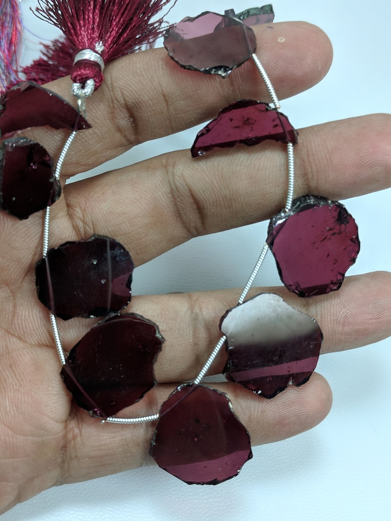 Rubellite Garnet Slice Beads,Natural Rubellite Smooth Slice Beads,High Quality Cabochon Slice Beads,16-23 mm Approx,8 Inches Strand Beads
