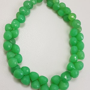 Chrysoprase, Chrysoprase Onion, Apple Green Chrysoprase, Chrysoprase Onion Shape Beads Briolette, Chrysoprase Jewelry, Size 7-9mm 8 Inches