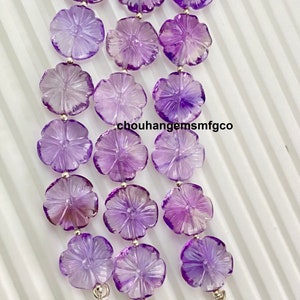 Natural Pink Amethyst Hand Carved Gemstone, Amethyst Carving Flower Shape Gemstone Flower, Jewelry Making Gemstone, Size 15mm, 6 Piece