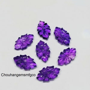 Natural Amethyst Flower Shape Carved Gemstone, Flower Shape Carving, Carved Gemstone For Jewellery Size 20x11 mm 10 Pieces