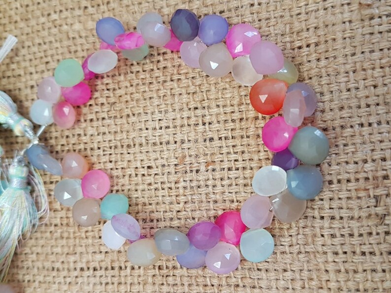 Chalcydon pear,multi chalcedony heart shape pear,AAA quality chalcedony pear,multi chalcedony heart shape pear briolettes Beads 8 mm 8 Inch