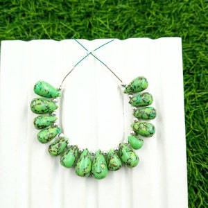 Copper Green Turquoise Smooth Tear Drop Briolettes, Green Copper Turquoise Beads, Superb Item At Low Price, Size 12x8 mm, 15 Pieces Strand