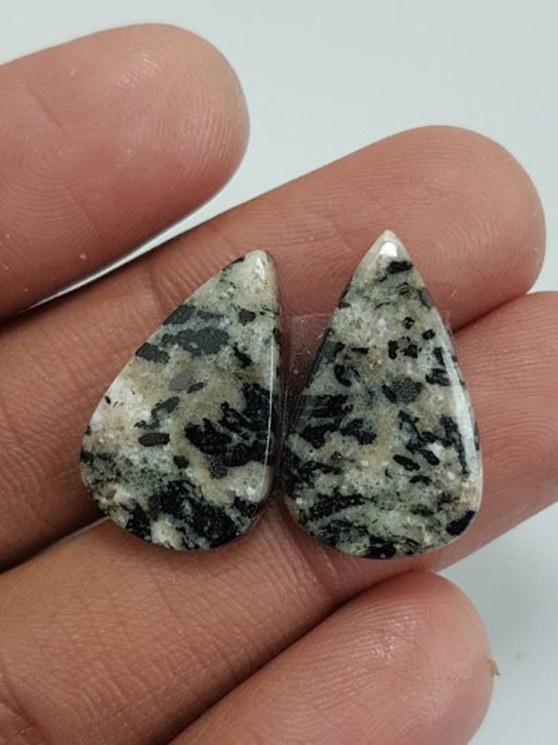 Honey Dendritic Opal Pear Cabochon,Natural Dendritic Opal Smooth Loose Gemstone,Gorgeous Quality Opal Matched Pair Cabochon,24x15x5 mm