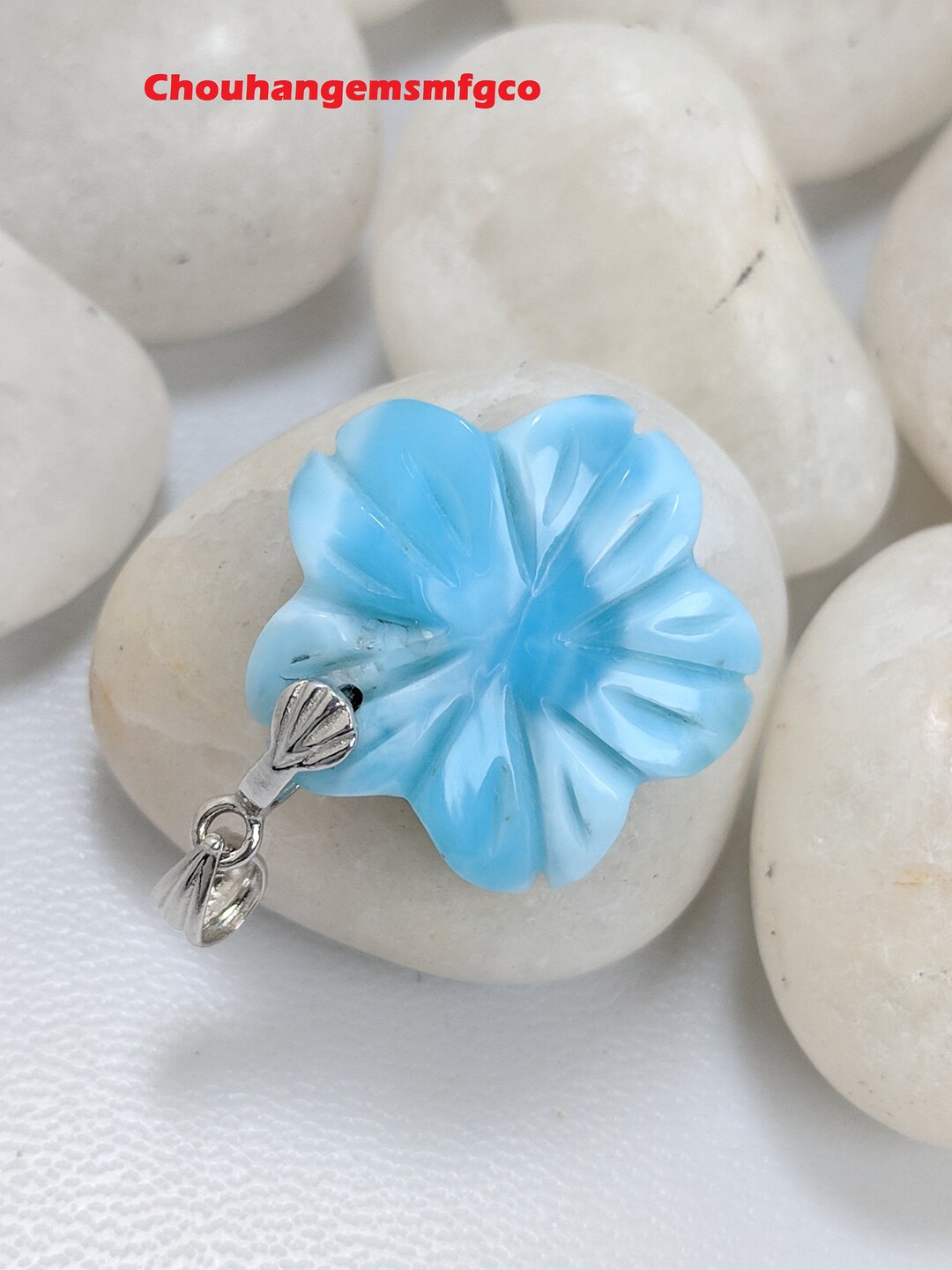 Pendentif Fait Main En Larimar Bleu Pâle Et Argent Sterling 925, Longueur 1,75 Pouces, Pièce Unique #P16018