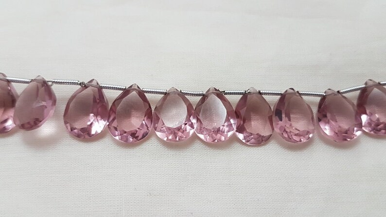Kunzite Quartz,Kunzite Faceted Pear Shape Beads,Size 14 mm,Loose Gemstone Heart Shape Pear,AAA Grade High Quality Briolettes,7 Inches