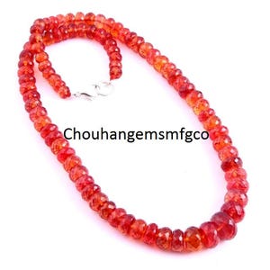 AAA+ Quality~ Padparadscha Orange Sapphire Faceted Rondelle Gemstone Beads, 925 Sterling Silver Necklace, Size 6-12mm, 16 Inches Strand