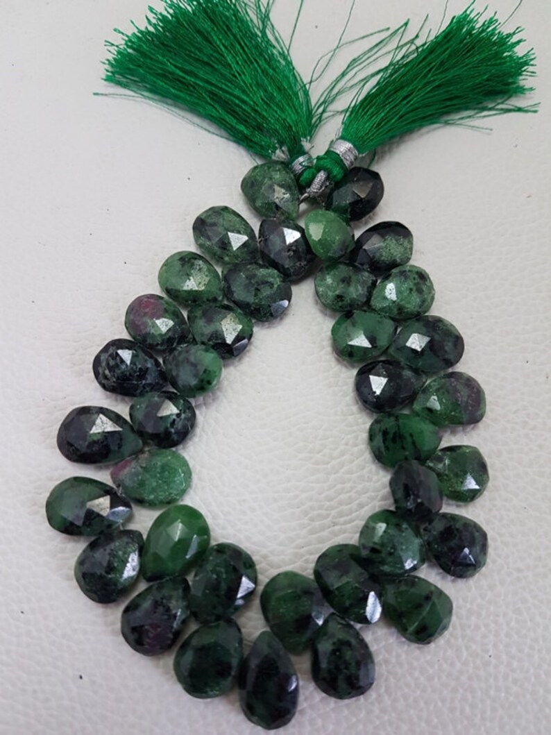 Ruby Zoisite Faceted Almond Pear Beads,ruby Zoisite faceted beads,high quality faceted ruby zoisite Pear briolettes beads,11-15mmsize 8 inch