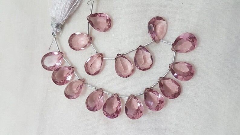 Kunzite Quartz,Kunzite Faceted Pear Shape Beads,Size 14 mm,Loose Gemstone Heart Shape Pear,AAA Grade High Quality Briolettes,7 Inches