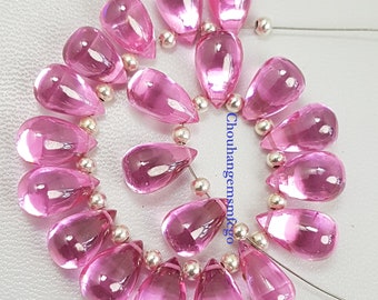 Pink Zircon Beads,Pink Zircon Smooth Beads,High Polished Zircon Teardrop Shape Briolettes,Smooth Zircon,Size 12x8mm,8 Inches Strand Beads