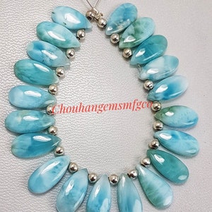 Rare Natural Larimar Smooth Almond Pear Shape Briolettes,Size 15x7 mm size.Superb Item At Low Price