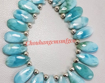 Rare Natural Larimar Smooth Almond Pear Shape Briolettes,Size 15x7 mm size.Superb Item At Low Price