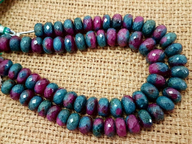Natural Ruby Zoisite faceted beads,ruby Zoisite faceted beads,high quality faceted ruby zoisite Rondelles beads 10mm size 8 inches strand