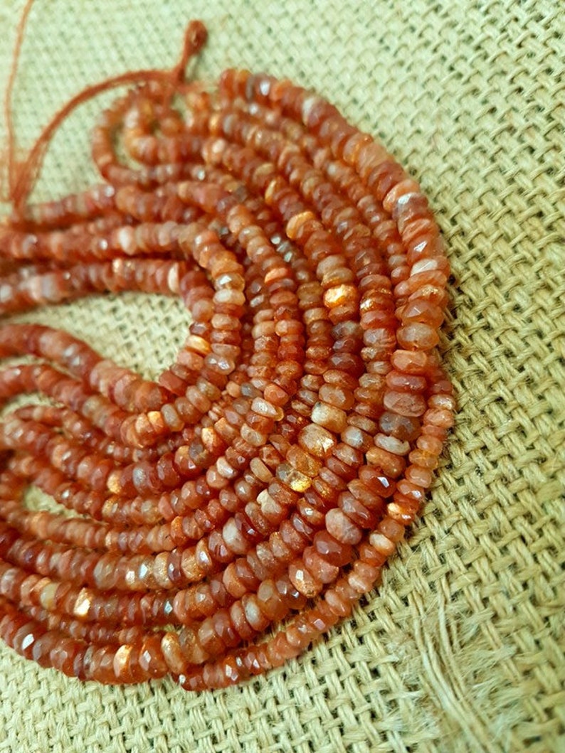 Sunstone Faceted Rondelles beads,Oregon sunstone faceted beads,AAA quality faceted sunstone beads,sunstone Rondelles Briolettes,5-6 mm,13