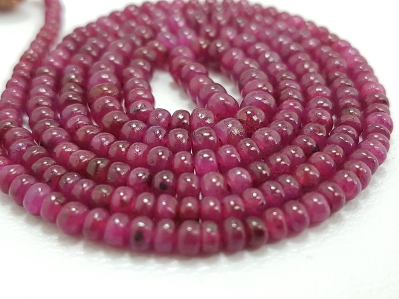 Ruby Smooth Rondelles,Natural Ruby Dyed Beads,Hot Pink Ruby Smooth Rondelles Shape Beads,Amazing Quality Ruby Beads,Size 3-5 mm,8 Inches