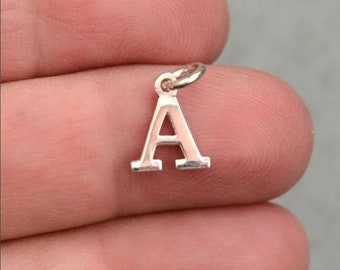 Colgante de inicial en plata de ley 925 AAA+, dijes con letras mayúsculas, dije de inicial, colgante de joyería, dijes del alfabeto, personalizado, tamaño 12 mm