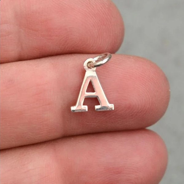 AAA+ 925er Sterlingsilber-Anfangsanhänger, Großbuchstabe-Charms, Anfangsanhänger, Schmuckanhänger, Alphabet-Charms, personalisiert, Größe 12 mm