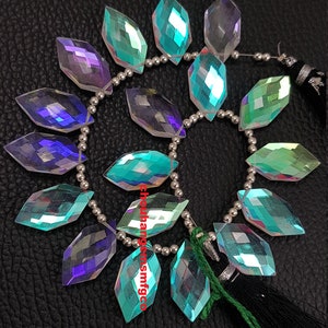 Gorgeous Multi Fire Rainbow Moonstone Quartz Faceted Fancy Shape Briolettes, Good Making Stone, Jewelry Making, Size 20x10mm,8 Inches Strand