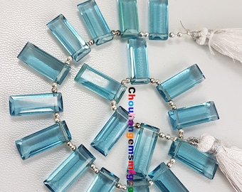 London Blue Quartz Beads,London Quartz Baguette Shape Beads,AAA Blue Quartz Briolettes Beads,Size 18mm, 8 Inches