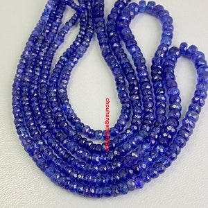 AAA+ Natural Tanzanite Faceted Beads,Rondelle Shape Tanzanite Gemstone Beads,Jewelry Making Tanzanite Beads,Size 4-6mm,