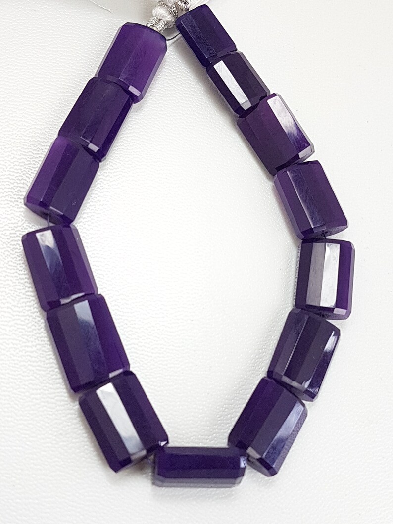 Purple Amethyst Chalcedony Nuggets,Chalcedony Faceted Elongated Briolettes,Size 12.5-16 MM Long,Loose Gemstone Baguette Shape Beads image 2