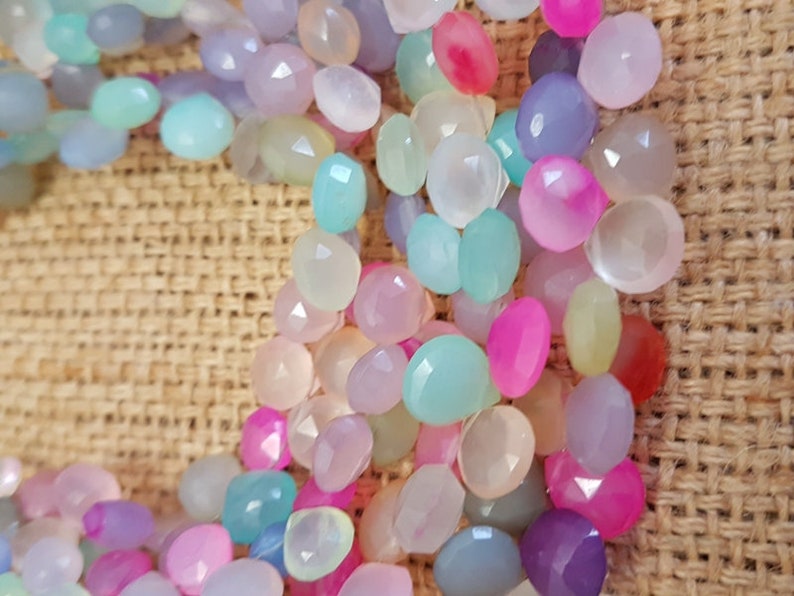 Chalcydon pear,multi chalcedony heart shape pear,AAA quality chalcedony pear,multi chalcedony heart shape pear briolettes Beads 8 mm 8 Inch