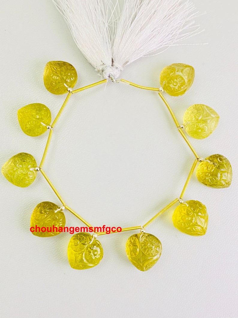 Natural Lemon Quartz Hand Carved Gemstone,Lemon Quartz Carving Heart Shape Gemstone Beads,Jewelry Making Gemstone,Size 15x15x10mm,8