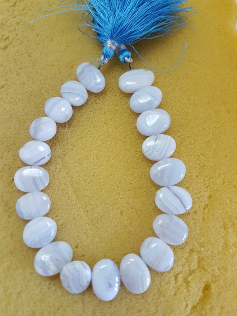 Blue Lace Agate Oval shape smooth beads,blue lace agate beads,AAA quality blue lace agate Oval shape Briolettes,13-15 mm,8 Inch Strand